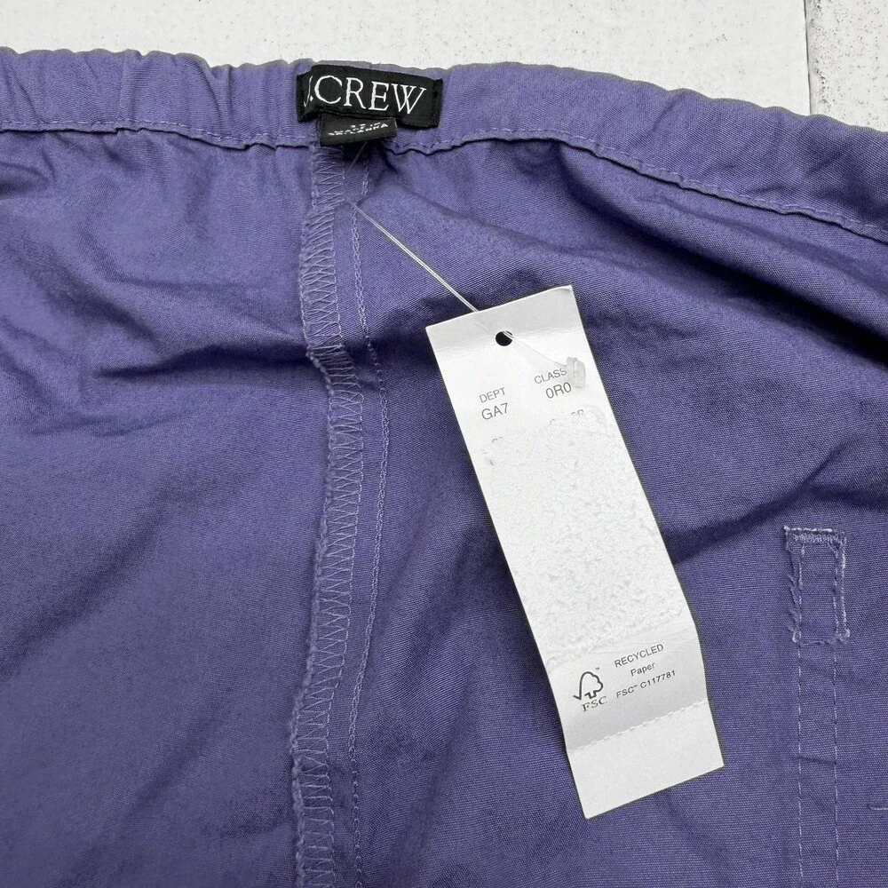 J.Crew Pants Womens 3X Purple Twill Crop Wide Leg Elastic Drawstring Waist